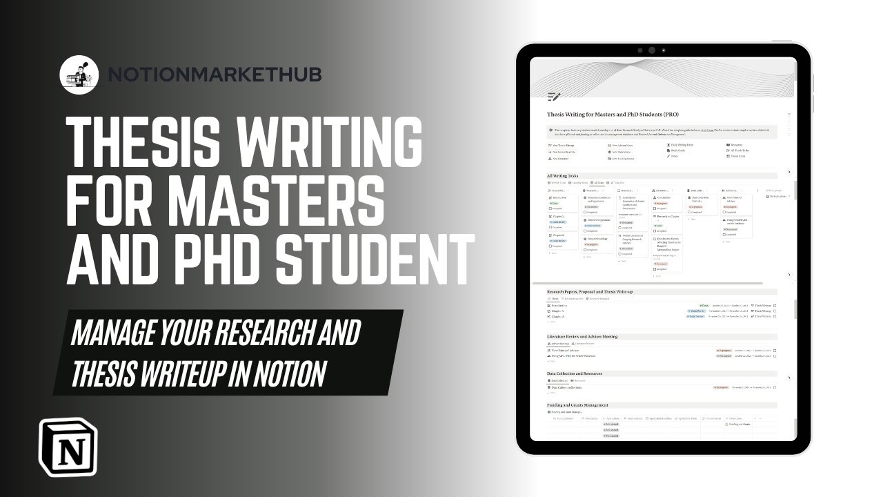 Thesis Writing Notion Template for Masters and PhD Research