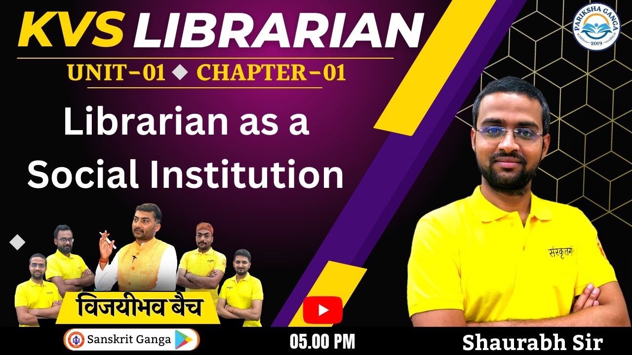 KVS Librarian Science Live Class Social Institution