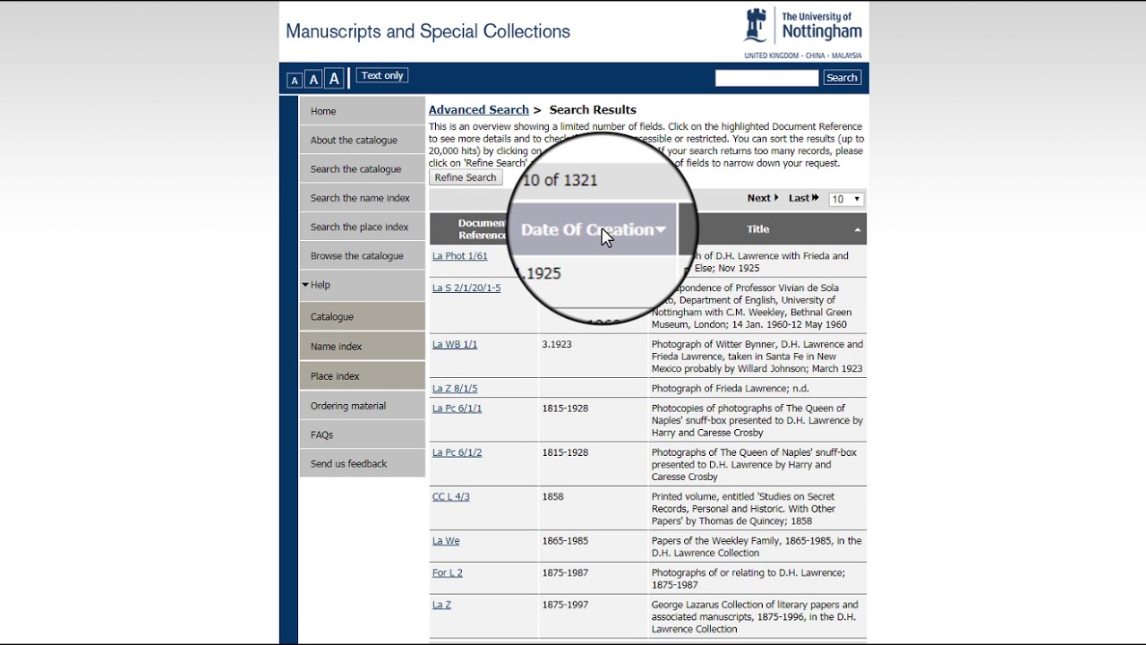 Manuscripts and Special Collections online catalogue