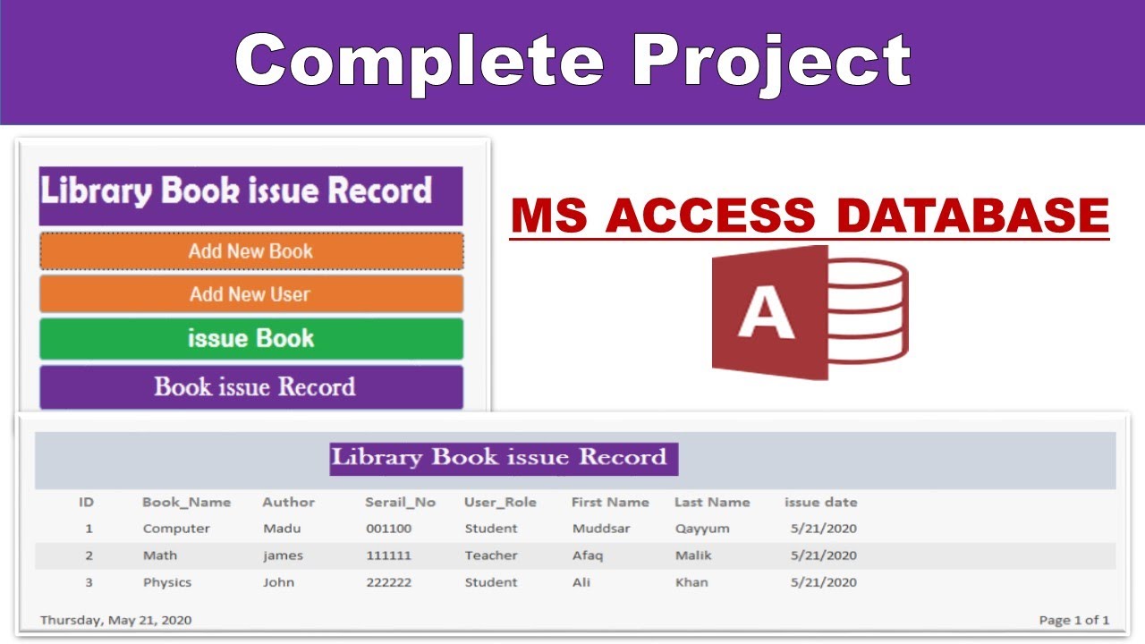 LibraryComplete Microsoft Access Project Library Books issue Record Database