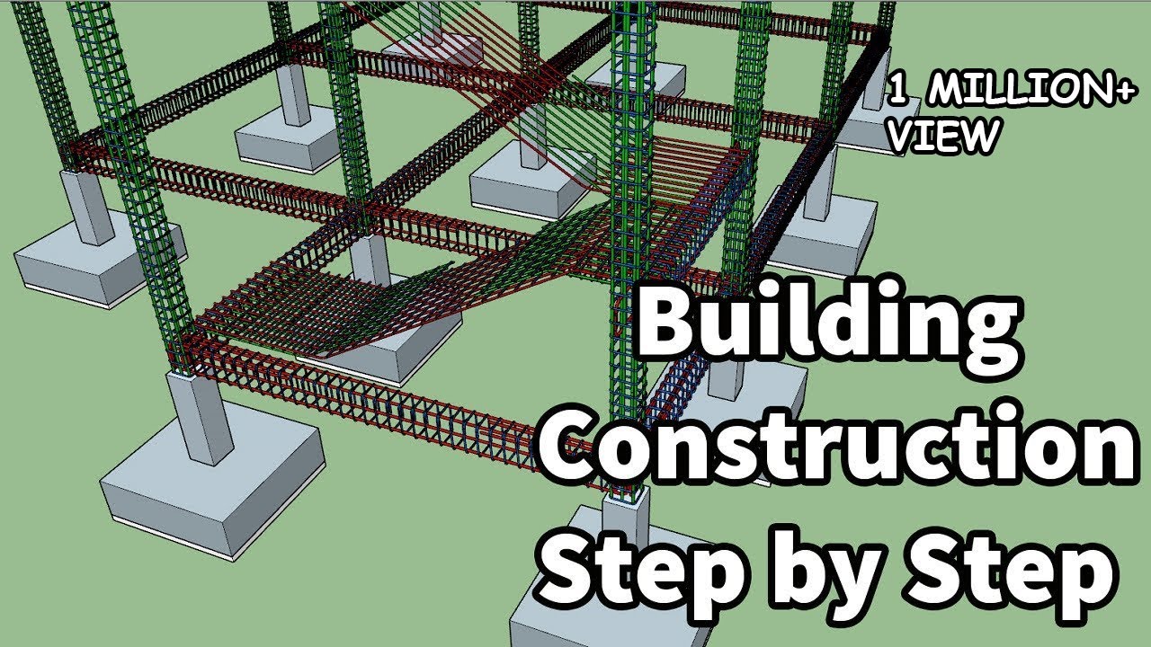 Building Construction Process step by step with Rebar placement