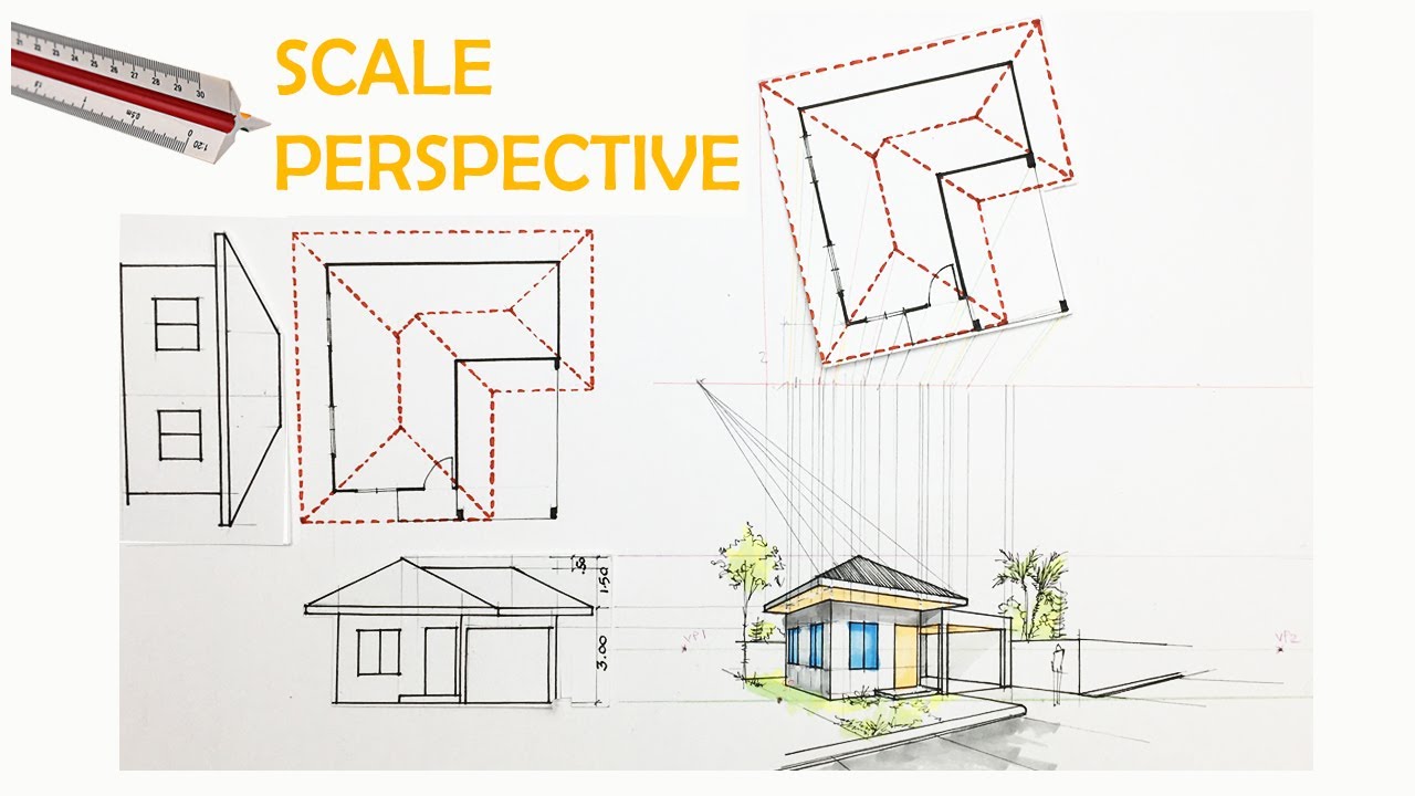HOW TO DRAW 2 POINT PERSPECTIVE ON SCALE.