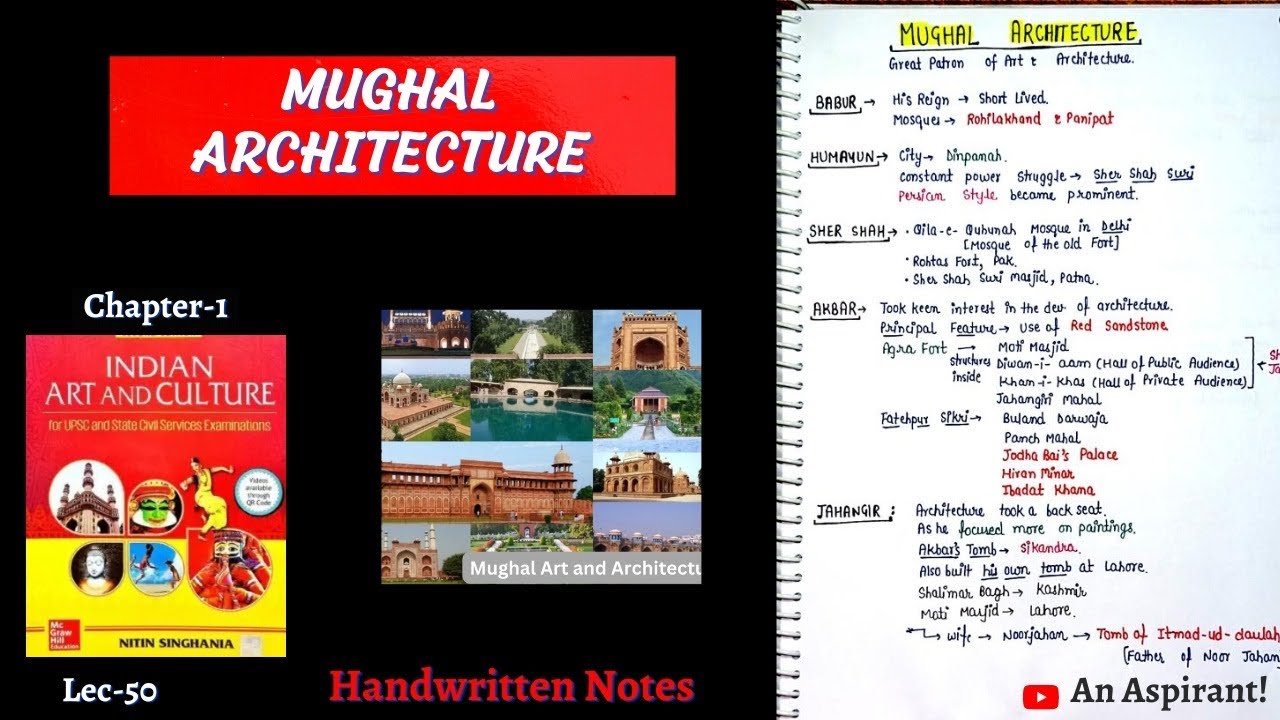 Mughal Architecture Art & Culture Lec.50 Handwritten notes An Aspirant !