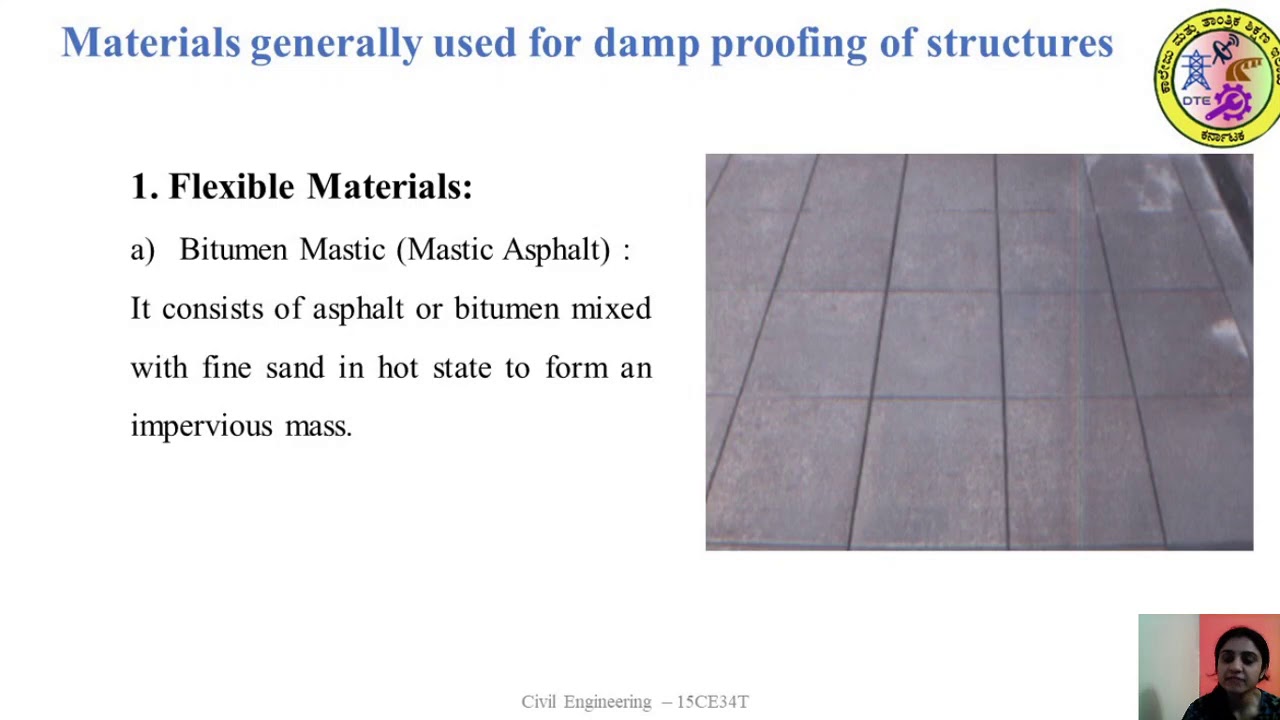 Ideal material used for Dampprofing - Session-9, Construction Technology CE_15CE34T_U2_S9_Vi)
