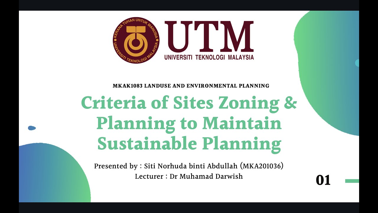 Criteria of Site Zoning & Planning to Maintain Sustainable Planning