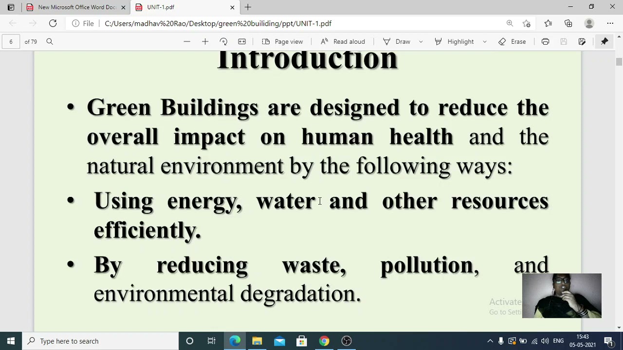 PRINCIPLES OF GREEN BUILDINGS UNIT 1PART 1